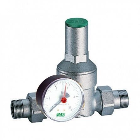 Редуктор давления  1/2" ВН, хром, с манометром FAR