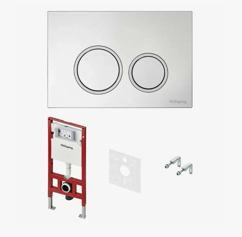 Комплект TECEspring, панель смыва с круглыми кнопками Хром глянцевый