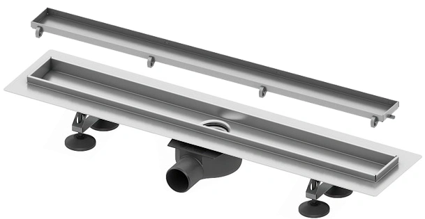 Комплект для монтажа дренажного канала 800мм, с лотком tile и решеткой steel с мембраной, TECE