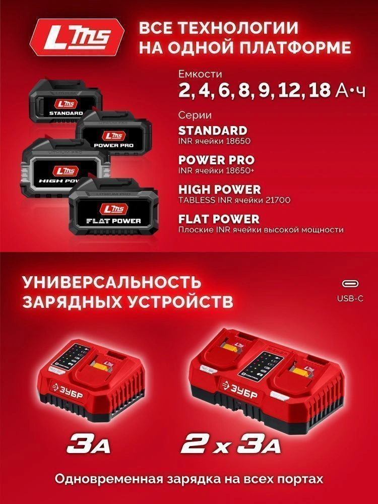 Дрель-шуруповерт, 20В, 2 АКБ LMS (2 А ч), Зубр