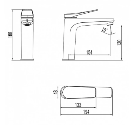 Смеситель для умывальника Bronx, средний, монолитный, графит, LEMARK