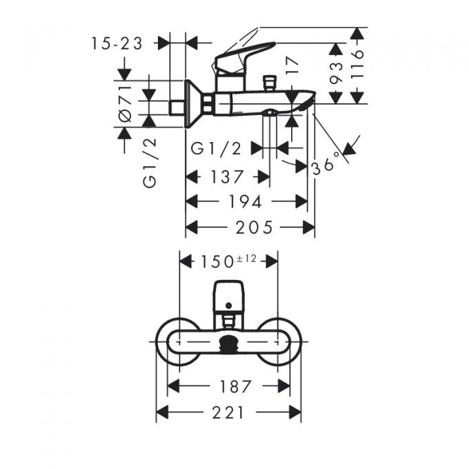Смеситель для ванны Logis, HANSGROHE