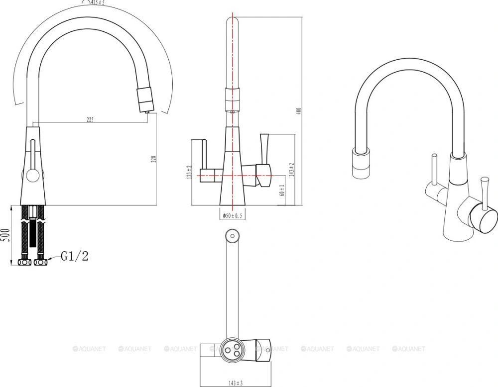Смеситель для кухни COMFORT с гибким изливом, с подкл к фильтру, черный/бронза, LEMARK