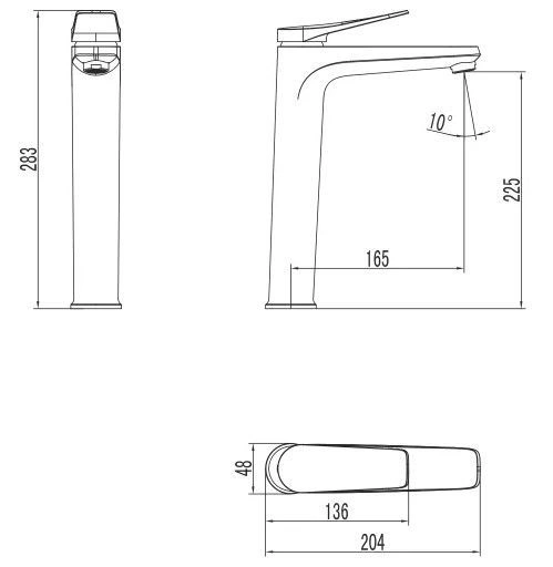 Смеситель для умывальника Bronx, высокий, монолитный, черный, LEMARK