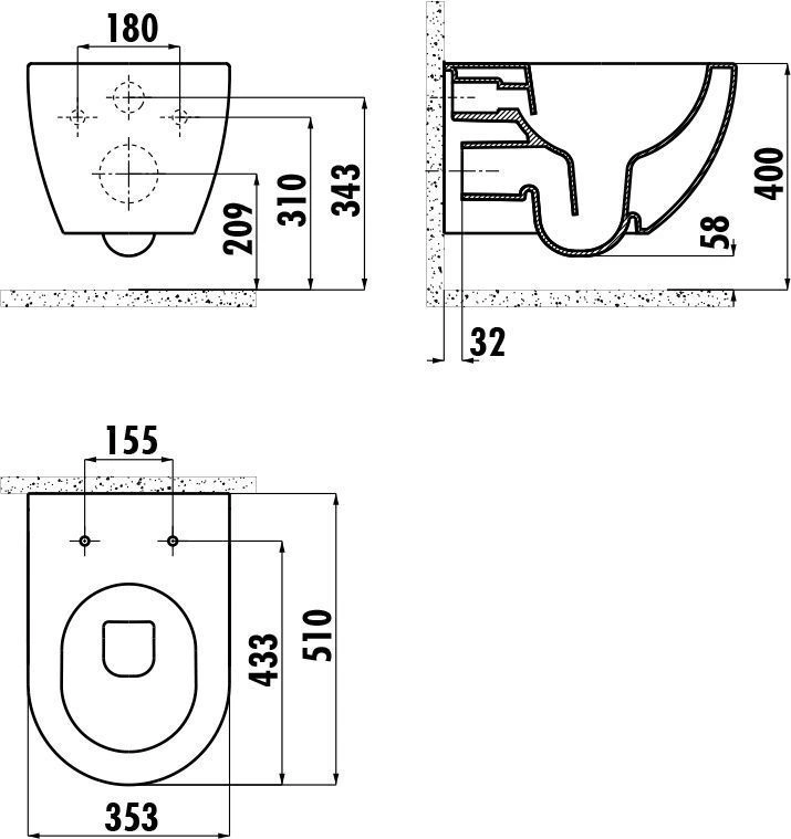Комплект унитаза подвесного FREE безободковый с крышкой с микролифтом, Белый, CREAVIT