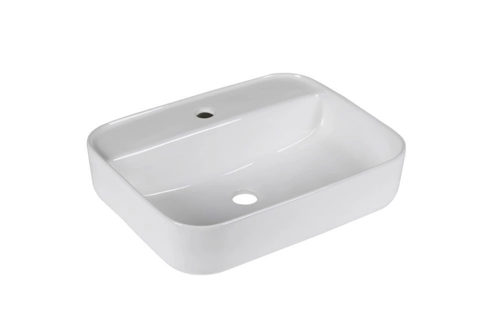 Раковина накладная прямоугольная MIEL (500*400*135), без перелива, белый глянец, MILLEAU