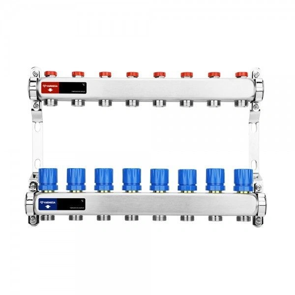 Коллектор с регулирующими и балансировочными клапанами 8 выхода (ВР1", 3/4" EK), нерж сталь Varmega