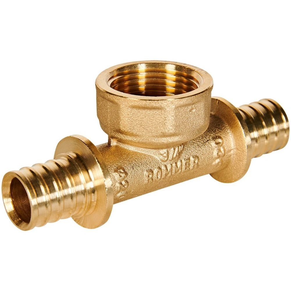 Тройник с переходом на резьбу ВР 20-3/4-20 латунь Rommer