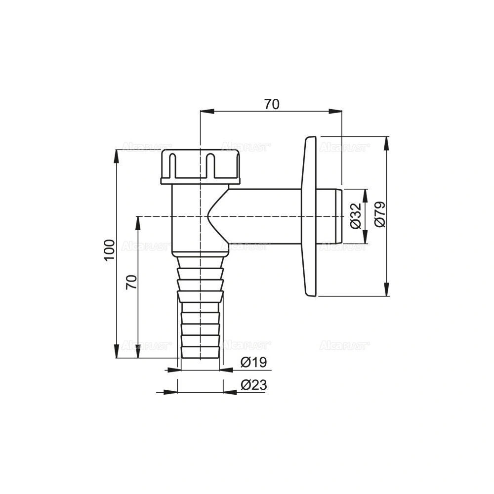 Сифон для стиральной машины белый D 32 AlCA PLAST