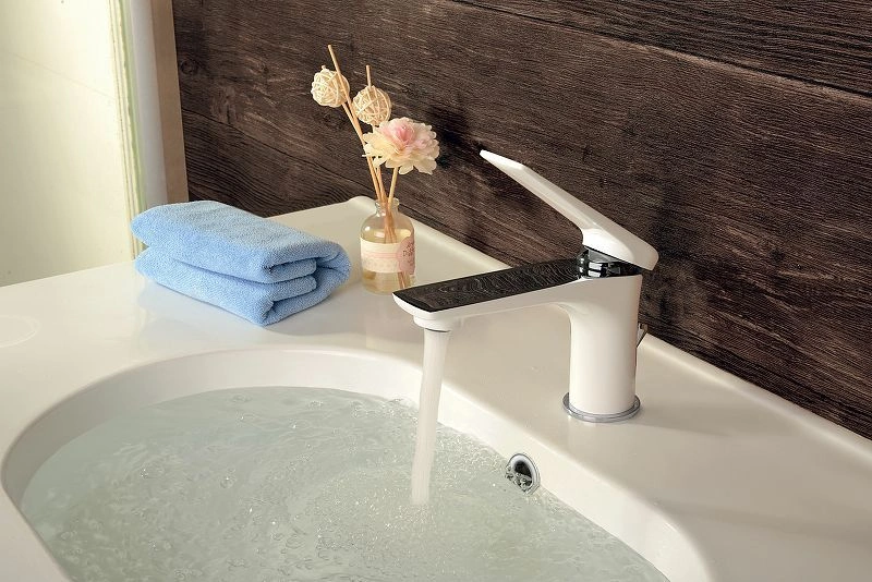 Смеситель для умывальника ALLEGRO, монолитный, хром/белый, LEMARK