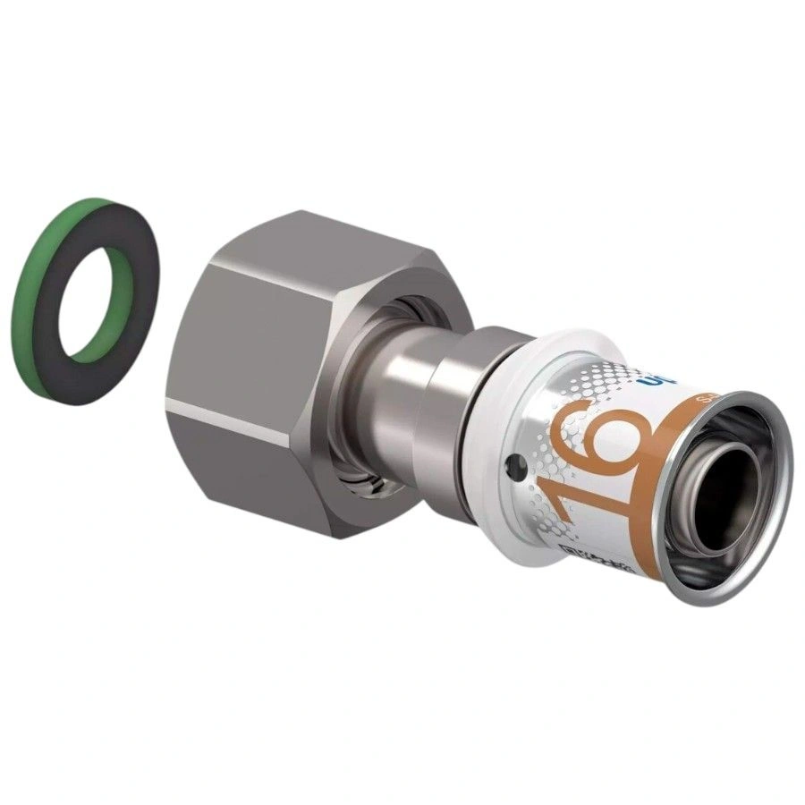 Штуцер UPONOR S-PRESS PLUS с накидной гайкой 16-1/2"НГ латунный