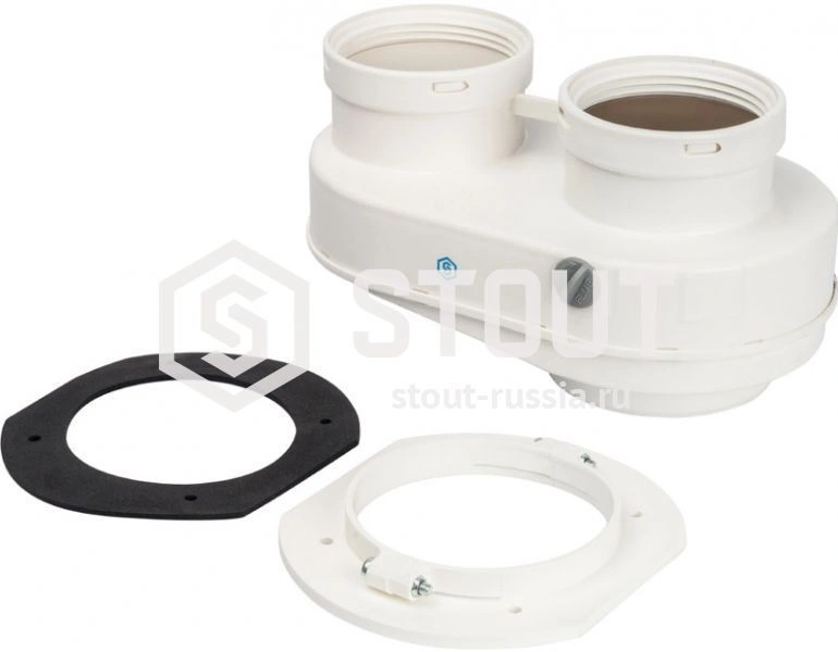 Элемент дымохода DN80/80 адаптер для подкл. разд. труб (совместимый  Bosch (фланец ) PP-Ryton (алюми