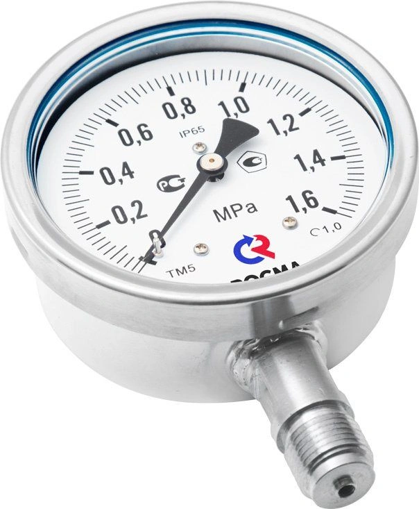 Манометр нерж. ТМ-521Р.00 (0..1,6 МПа), G1/2", 100мм, кл.т. 1,0, 200C, "сухой" (без заполнения)