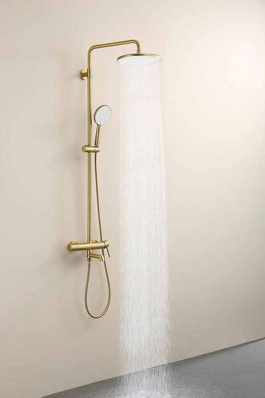 Душевая система для ванны с поворотным изливом, золотой Сатин, RAGLO 