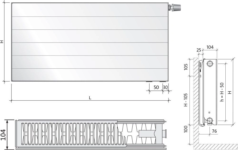 Дизайн-радиатор стальной Purmo Ramo Ventil Compact 22-300- 800 NEW