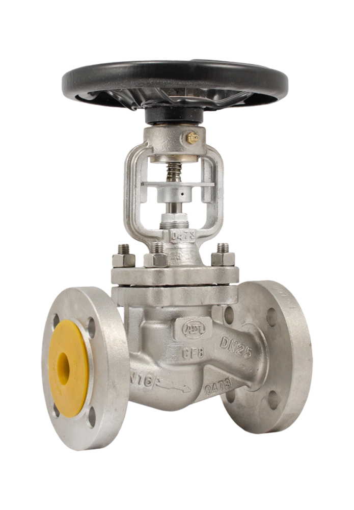 Вентиль запорный KV35.04.02.015.40.Ф/Ф нерж. сталь, сильфонный ф/ф Ду15 Ру40 Тмакс=400оС
