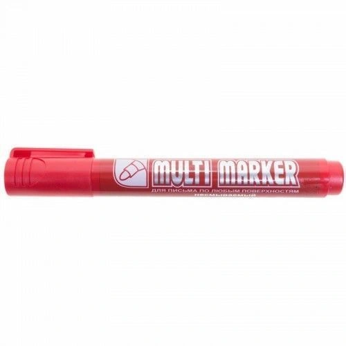 Маркер перманентный красный, пулевидный, 3мм Crown "Multi Marker 