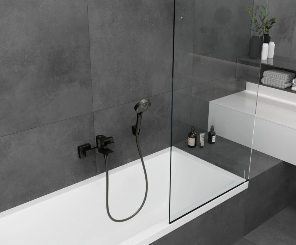 Смеситель д/ван. Vernis Shape BM, однорычажный,черный матовый HANSGROHE