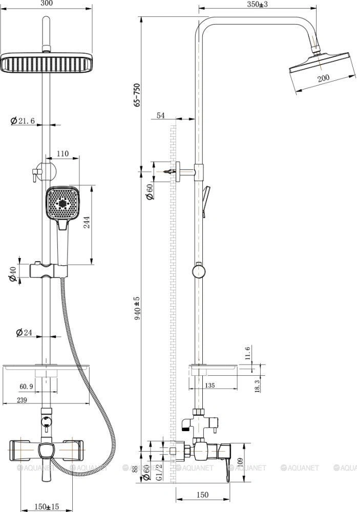 Стойка для душа EVITTA хром LEMARK