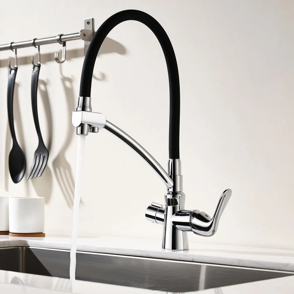 Смеситель для кухни COMFORT, с подключ. к фильтру, хром/черный, LEMARK