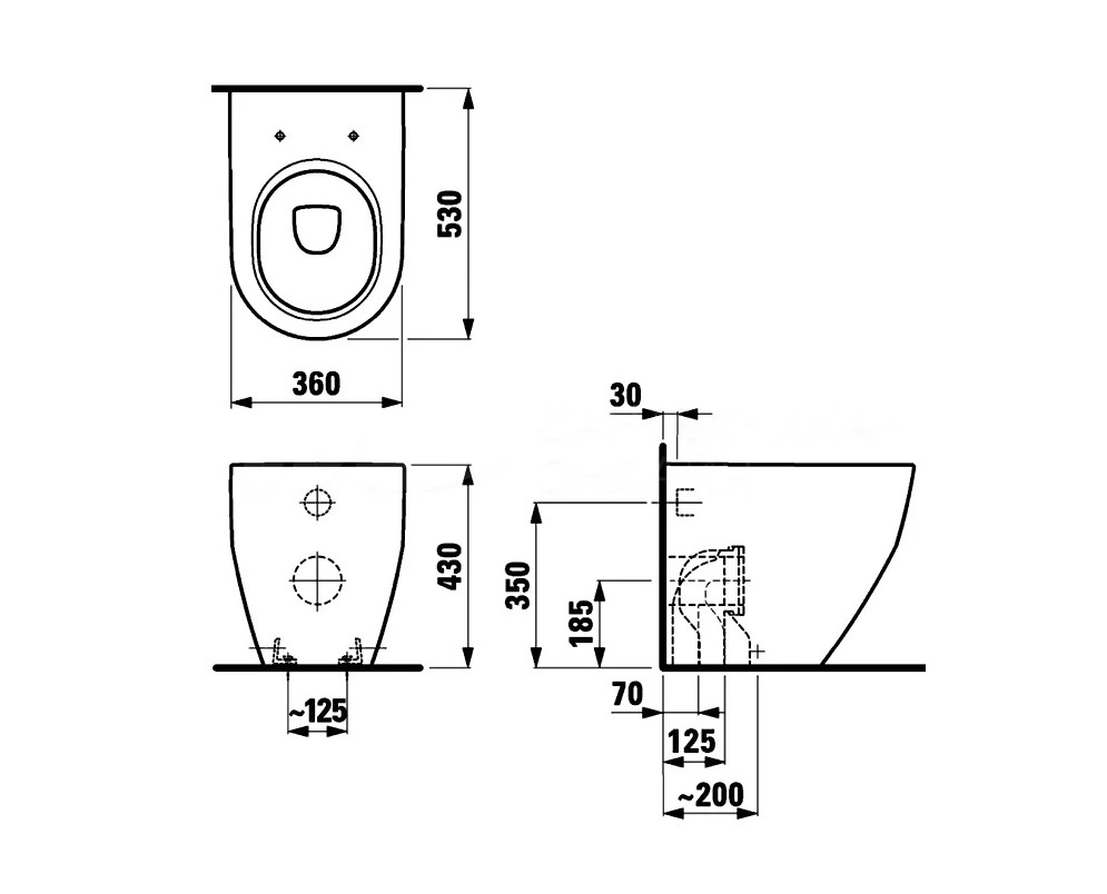 Комплект унитаза напольного приставного Pro с крышкой микролифт slim ((8.2295.2.000.000.1 / 8229520000001) + (8.9896.6.000.000.1 / 8989660000001)), Laufen