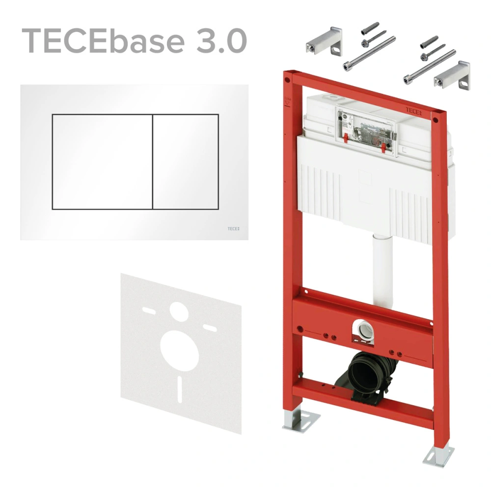 Комплект 4в1 TECEbase 3.0 с ЛАТУННЫМ вентилем с панелью TECEnow, белый глянцевый, TECE