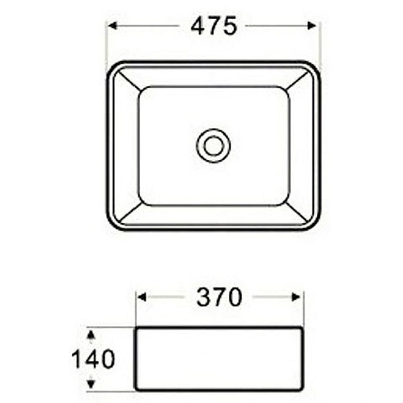 Раковина накладная 475*370*140 белая AZARIO