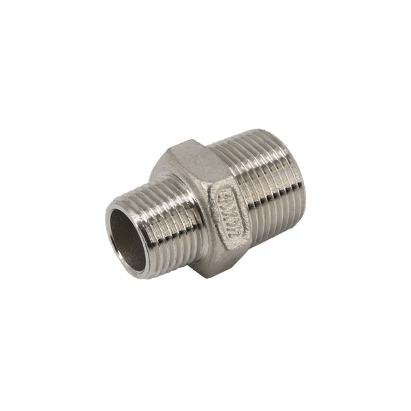 Ниппель переходной НН 1/2"х3/8" PN16  нерж. сталь AISI304