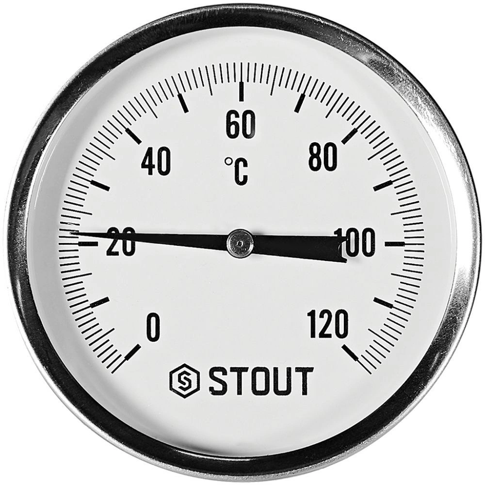 Термометр биметаллический осевой с погружной гильзой. Корпус Dn 80 мм, гильза 50 мм 1/2 , 0...120°С