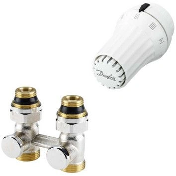 Комплект радиаторного терморегулятора RAE, RLV-KS прямой, с переходниками, G3/4A x G1/2A 