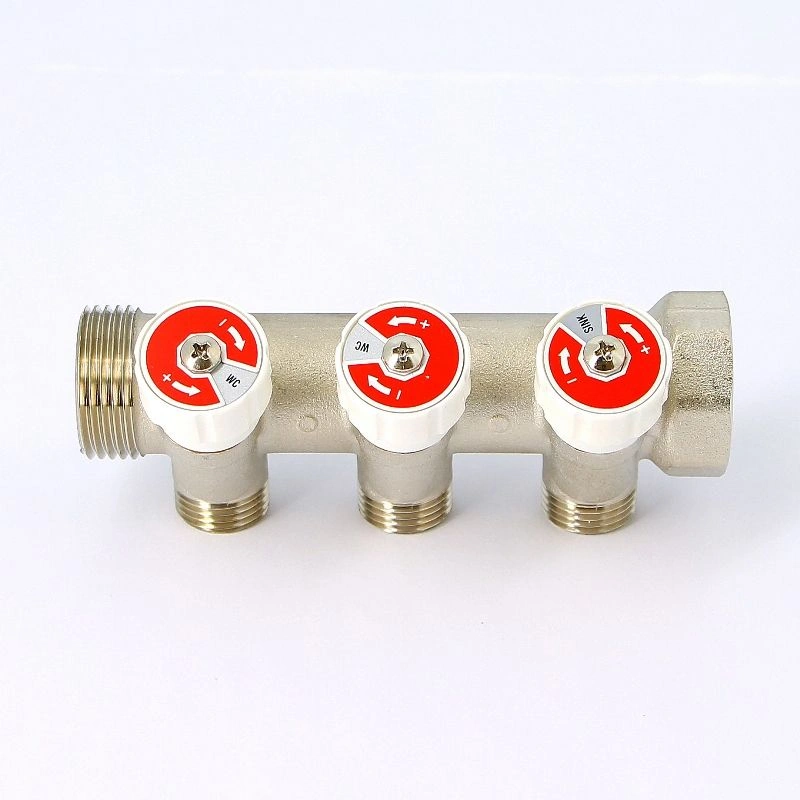 Коллектор с вент. вставками НВ 1" 3х1/2" Н 40мм никель Uni-Fitt