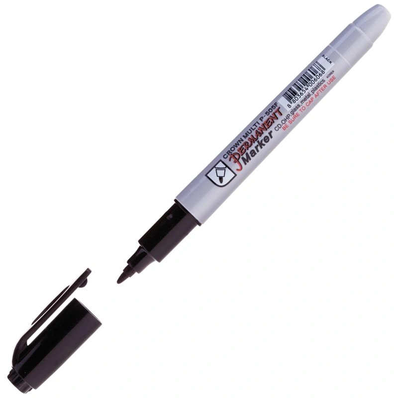 Маркер перманентный черный, пулевидный, 1мм Crown "Multi Marker Super Slim"
