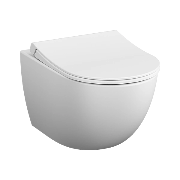 Унитаз подвесной,  безободковый, Sento Rim-ex с сиденье тонкое Sento, дюропласт, микролифт Vitra