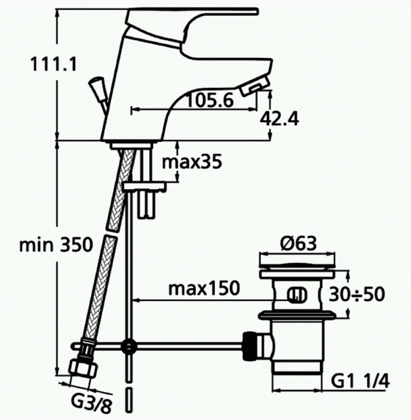 Смеситель д/рак. Slimline II IDEAL STANDARD
