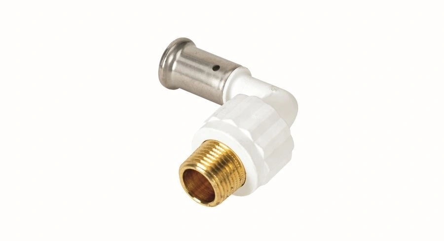 Угольник 16х1/2 НР, ПВДФ пресс(белая) HENCO
