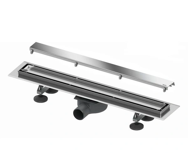 Комплект для монтажа дренажного канала 700мм, с лотком tile и решеткой steel, с мембраной,  TECE