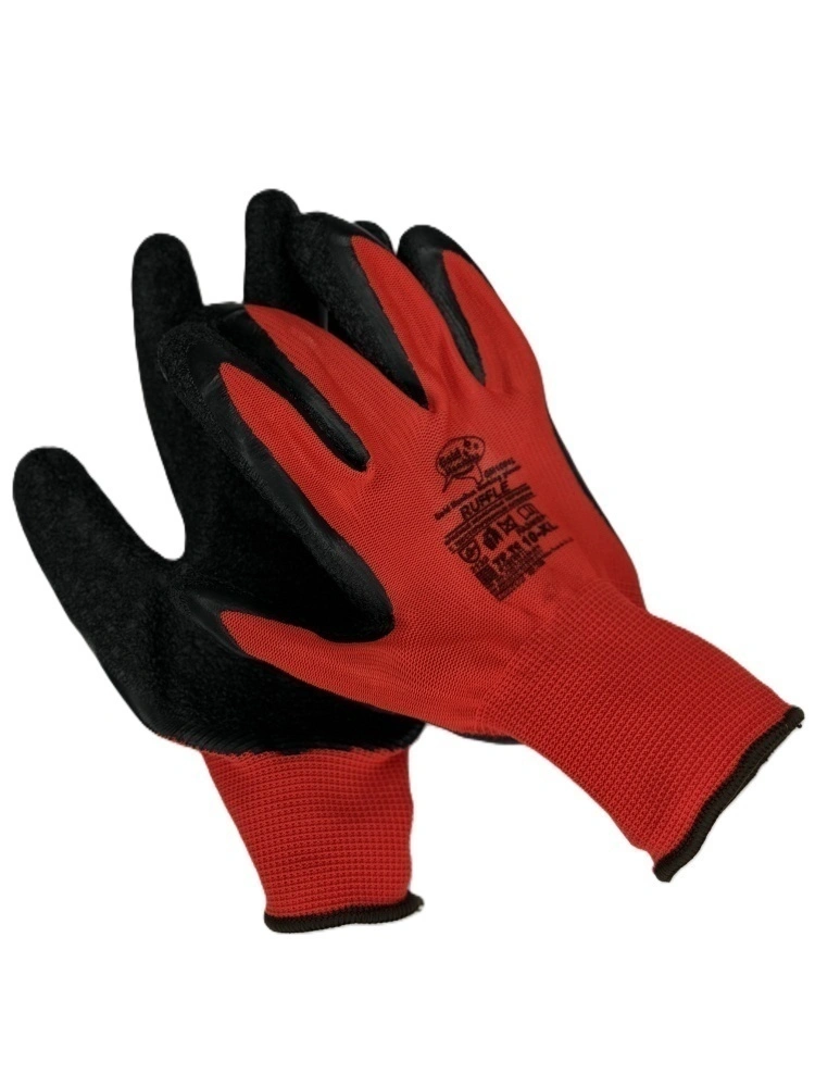 Красные нейлоновые перчатки с текстурным латексом р.10 (XL) GM1001L-10 Ruffle