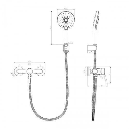 Смеситель для душа MINIMA (с лейкой и шлангом) хром LEMARK