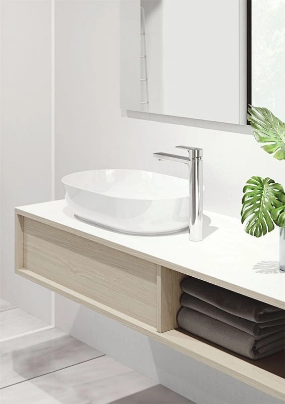 Смеситель для раковины на одно отверстие высокий, 240 мм, гладкий,KLUDI ZENTA SL, хром