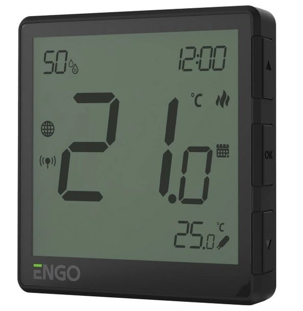 Терморегулятор универсальный , черный с модулем Zigbee, 230, со встроенным датчиком влажн.ENGO