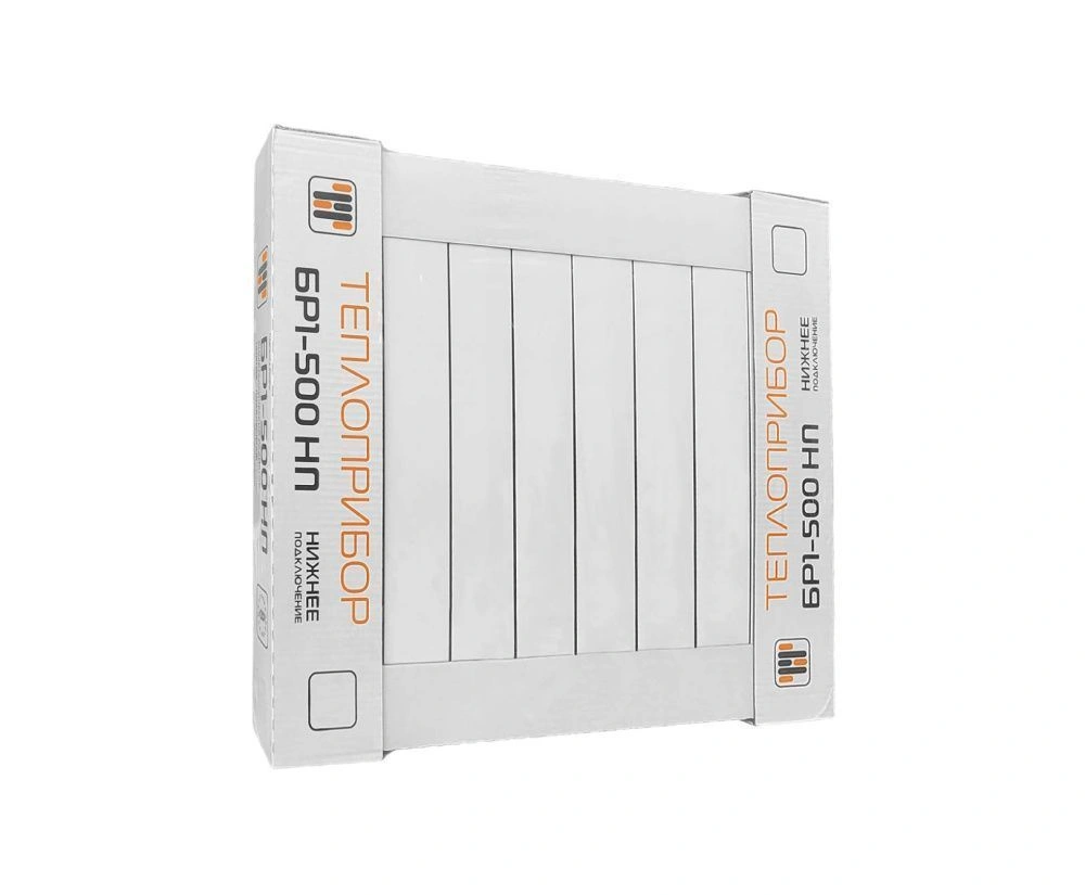 Радиатор биметаллический 500/90 мм 8 секций нижнее подключение справа Теплоприбор