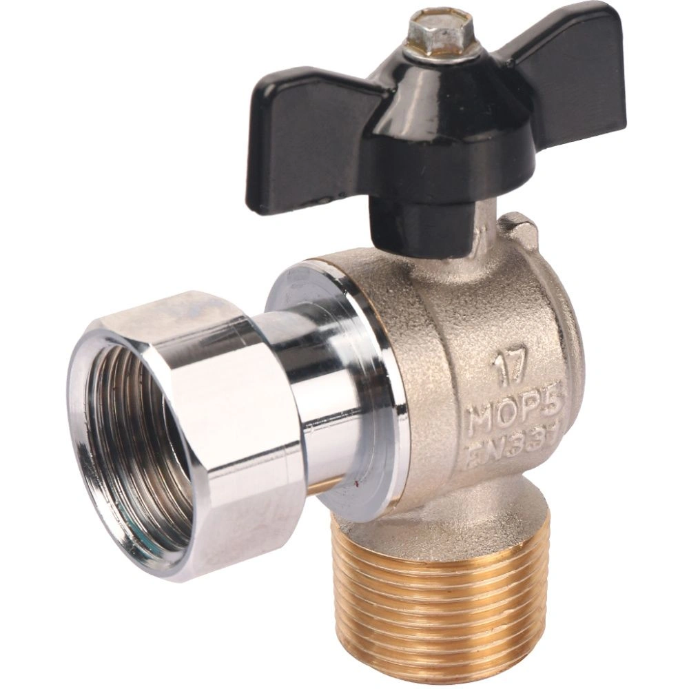 Кран шаровой с накидной гайкой угловой НР/накидная гайка  3/4" (бабочка) STOUT