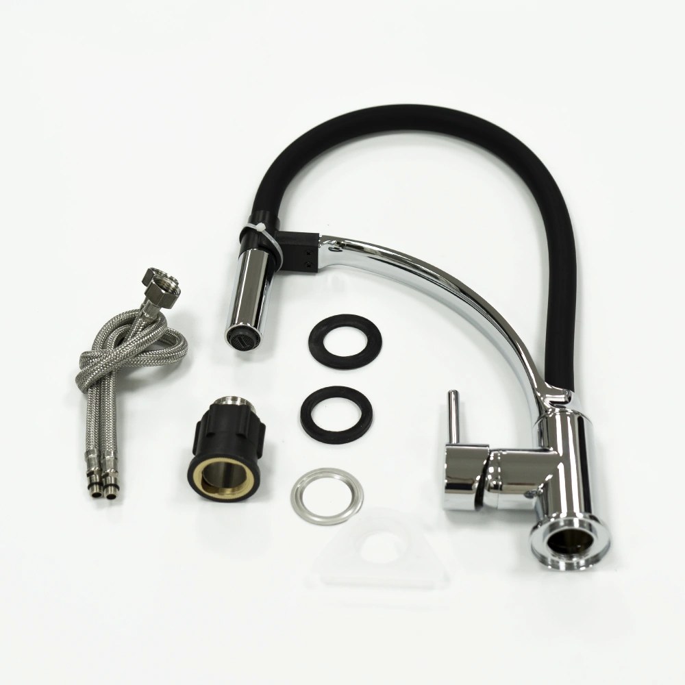 Смеситель для кухни SOUL, с гибким изливом, хром + черный, LEMARK