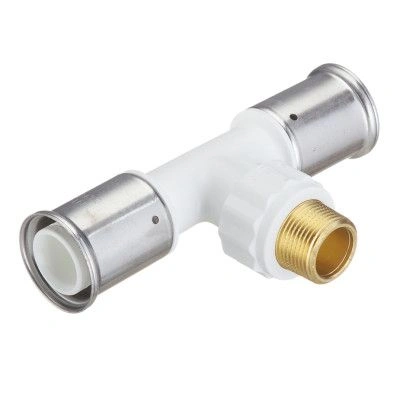 Тройник 32-3/4-32, НР ПВДФ, пресс (белый) HENCO