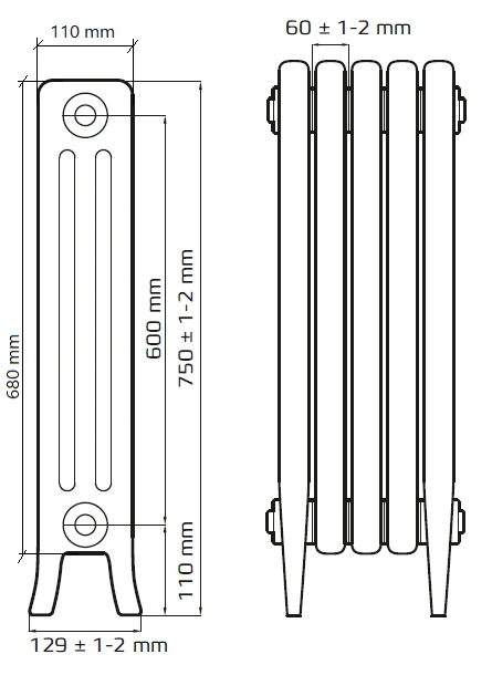 Радиатор чугунный Радимакс LOFT 600 (цена за секцию)																
