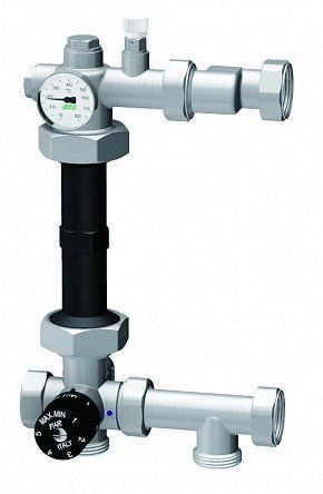 Узел для напольн. отопления 1" с термосмесителем 18-55 град. 130 мм FAR