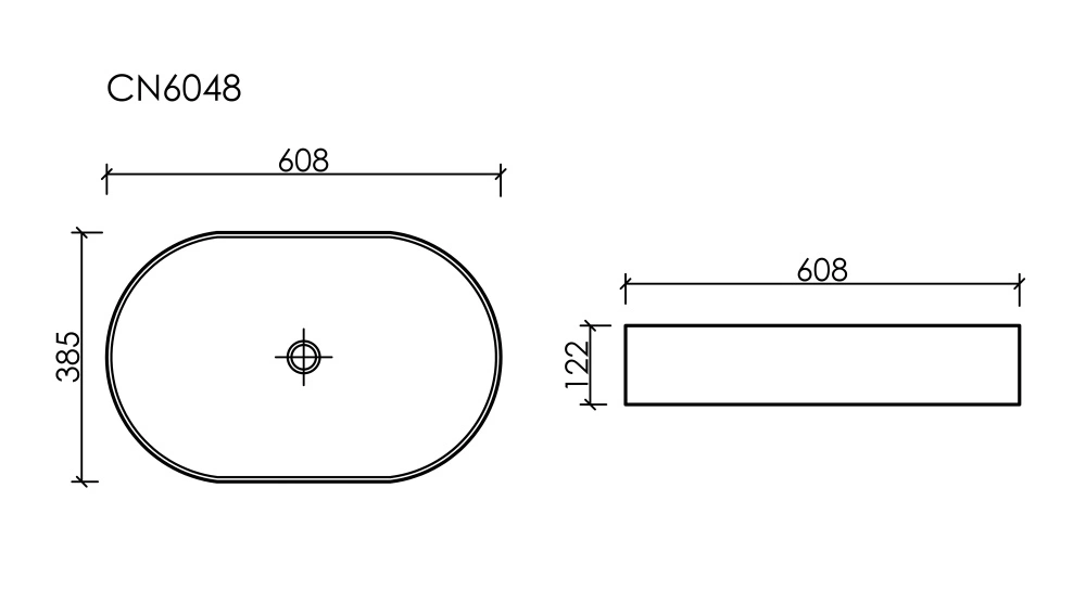 Раковина накладная Элемент (Element) 600x385x122мм (CN6048MB) черная матовая, Ceramicanova