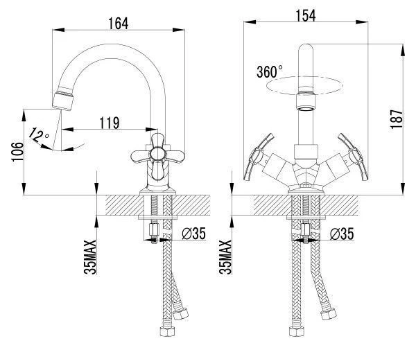 Смеситель для умывальника Partner хром, LEMARK