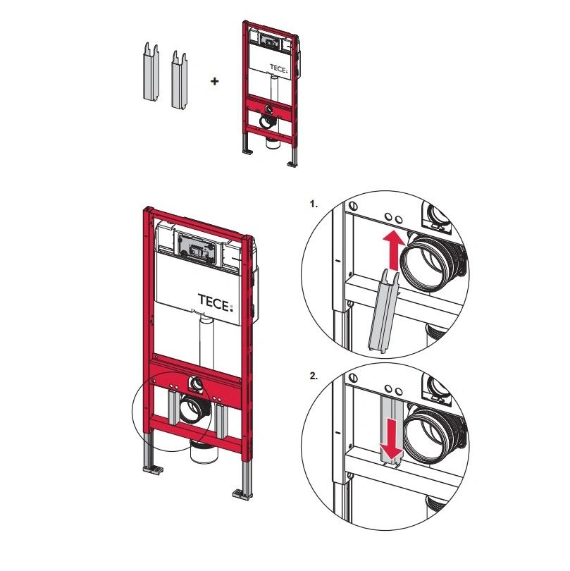 Комплект для установки унитаза с уменьшенной опорной поверхностью, TECE