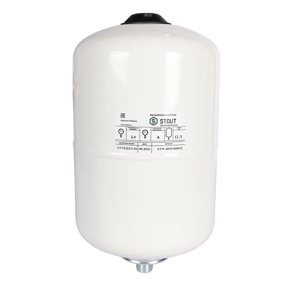 Бак мембранный для ГВС 12 л STOUT вертикальный (белый) G 3/4" 